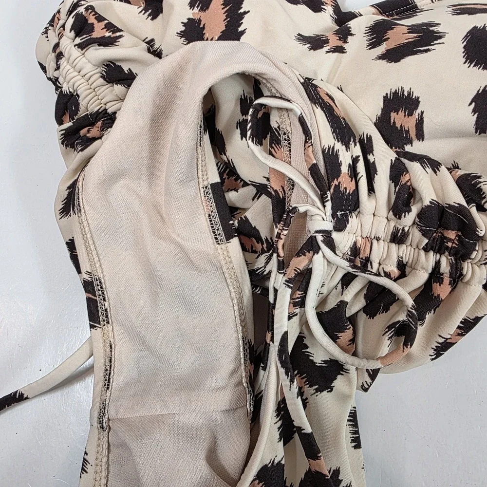 kona sol women's swimsuit cheetah animal print one piece small tags
